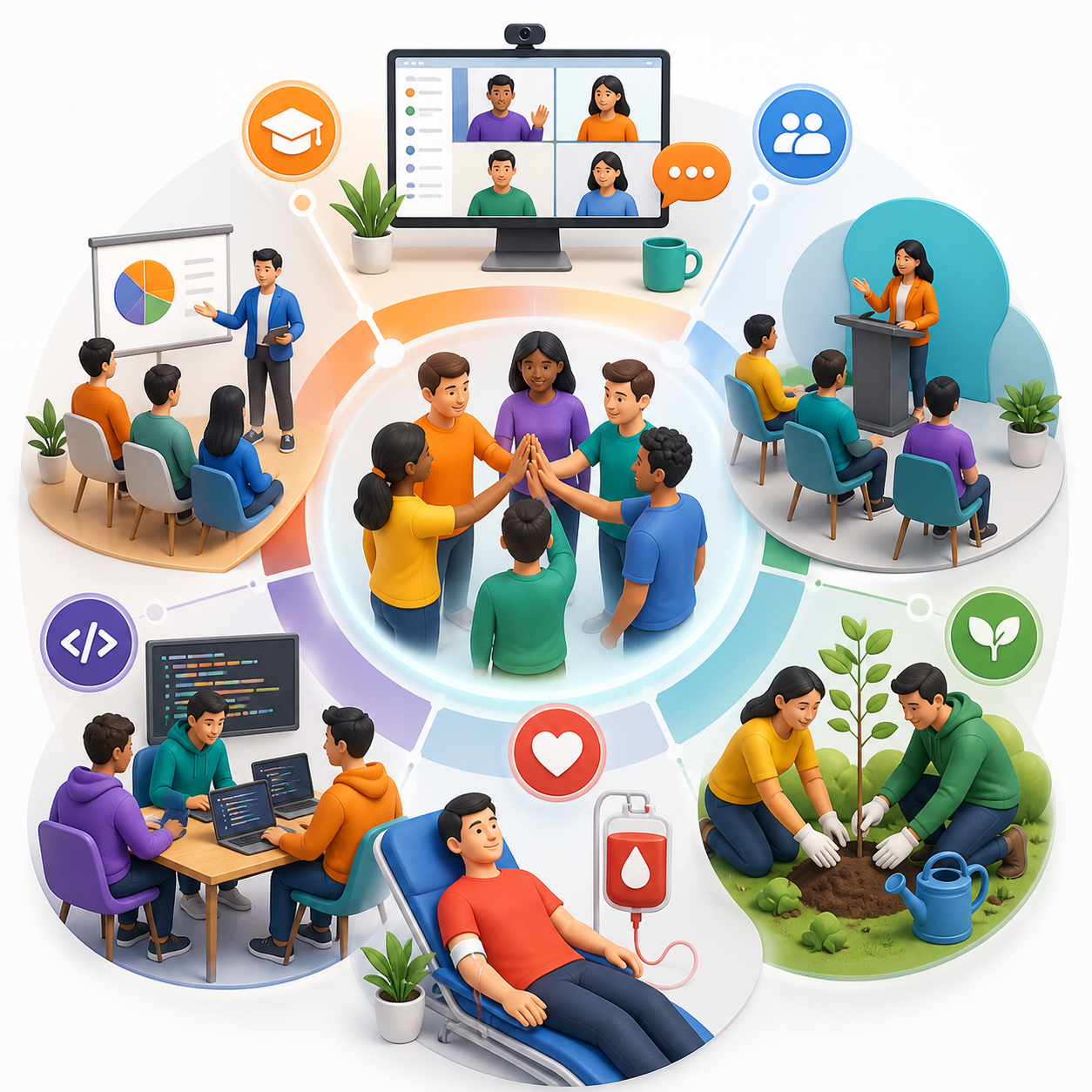 Illustration of education and community events